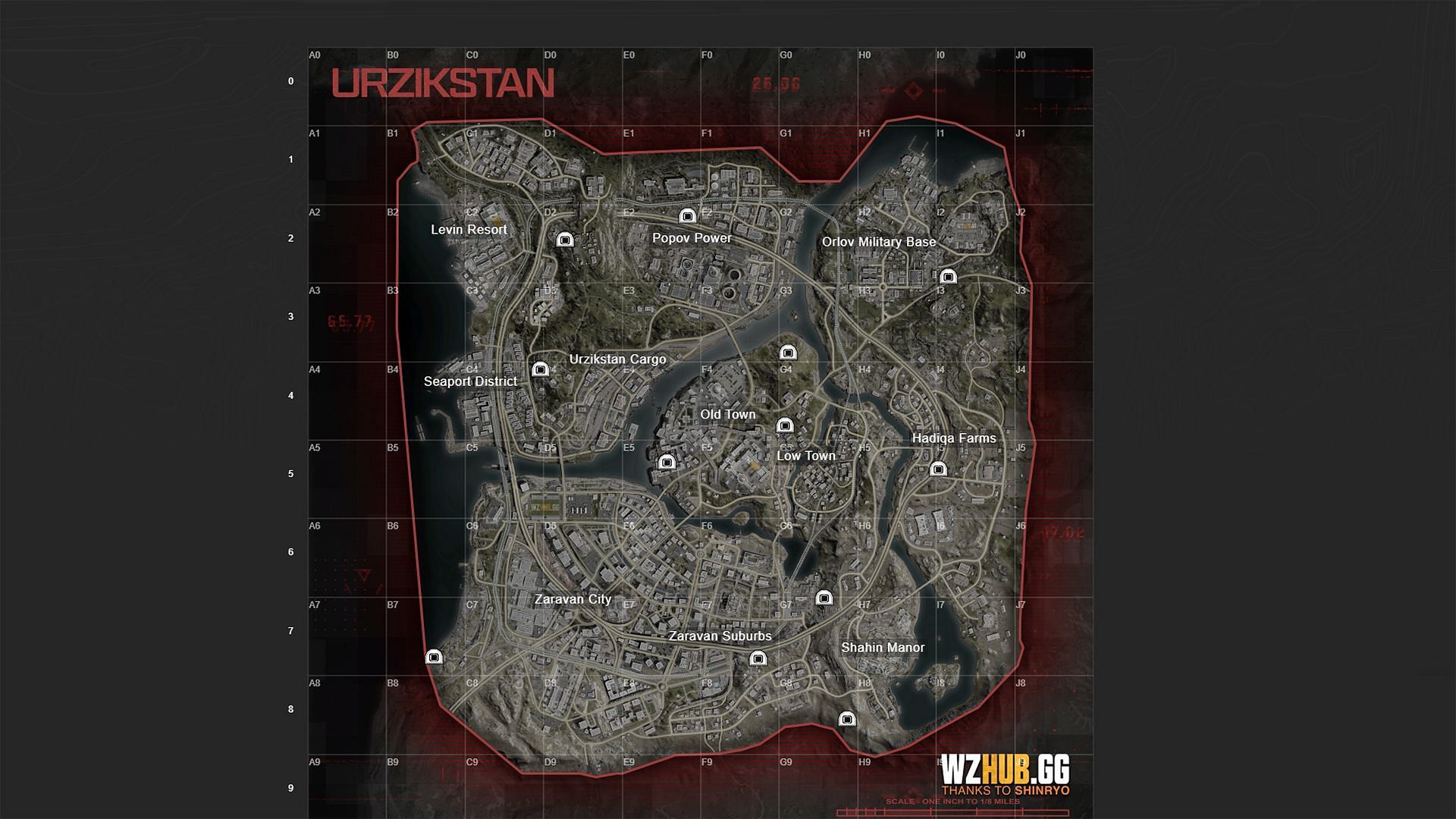 All bunker locations in Warzone Urzikstan (Image via WZHub.gg)